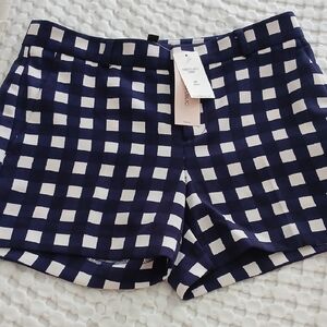 Women's Navy and White Checkered Shorts Banana Republic Petite 0..NWTs